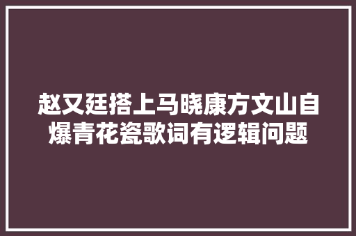 赵又廷搭上马晓康方文山自爆青花瓷歌词有逻辑问题