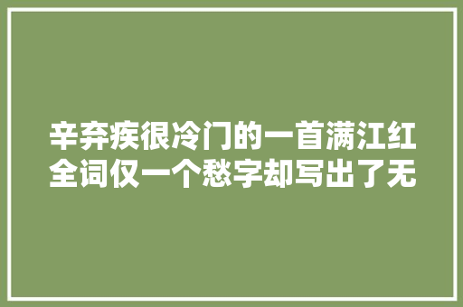 辛弃疾很冷门的一首满江红全词仅一个愁字却写出了无限愁