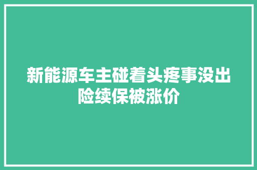 新能源车主碰着头疼事没出险续保被涨价