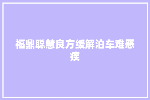 福鼎聪慧良方缓解泊车难恶疾