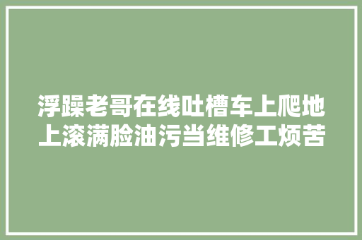 浮躁老哥在线吐槽车上爬地上滚满脸油污当维修工烦苦处真不少