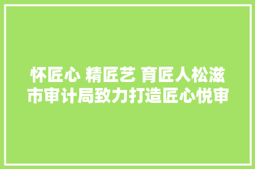 怀匠心 精匠艺 育匠人松滋市审计局致力打造匠心悦审文化品牌