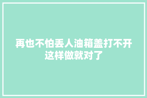 再也不怕丢人油箱盖打不开这样做就对了