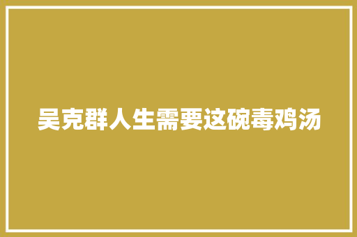 吴克群人生需要这碗毒鸡汤 休闲娱乐