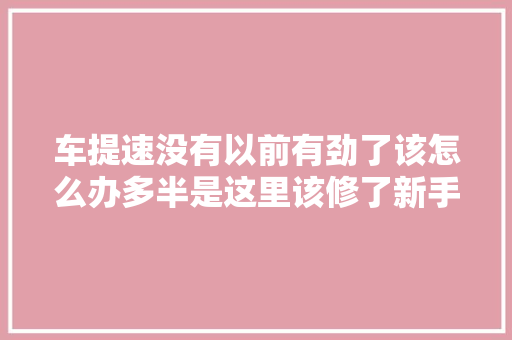车提速没有以前有劲了该怎么办多半是这里该修了新手要留心 汽车知识