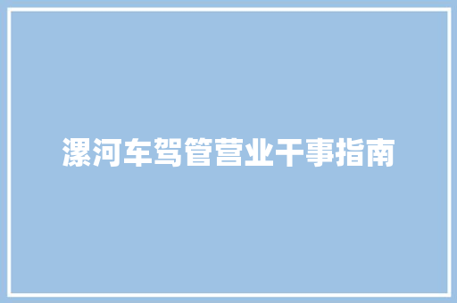 漯河车驾管营业干事指南