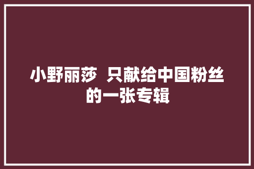 小野丽莎  只献给中国粉丝的一张专辑