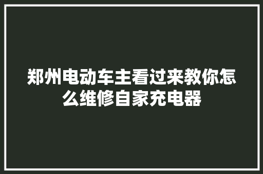 郑州电动车主看过来教你怎么维修自家充电器