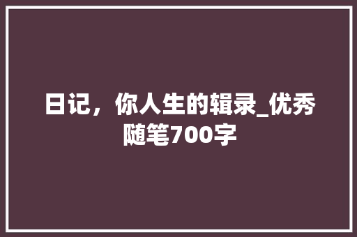 日记，你人生的辑录_优秀随笔700字