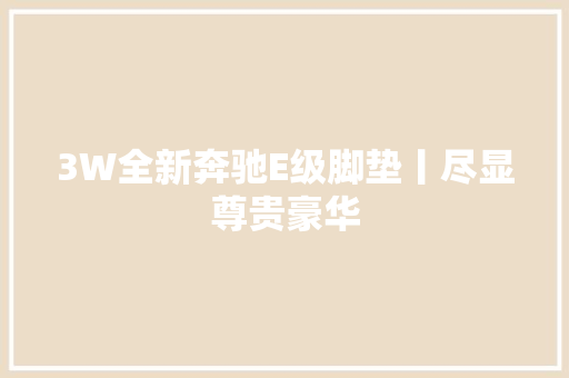 3W全新奔驰E级脚垫丨尽显尊贵豪华