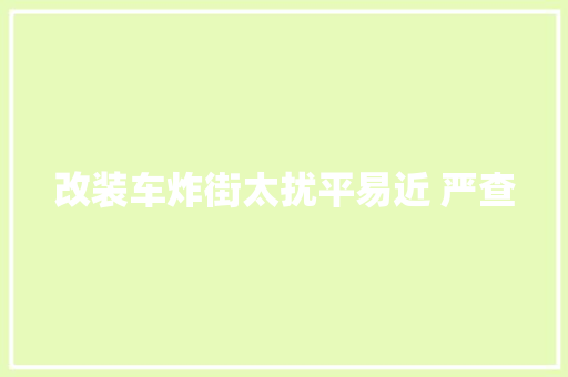 改装车炸街太扰平易近 严查