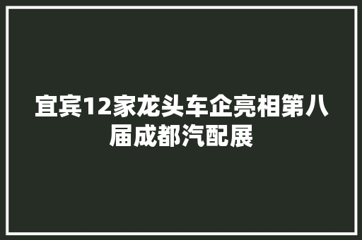 宜宾12家龙头车企亮相第八届成都汽配展