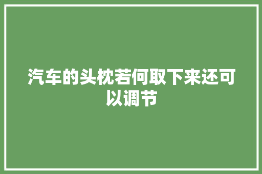 汽车的头枕若何取下来还可以调节