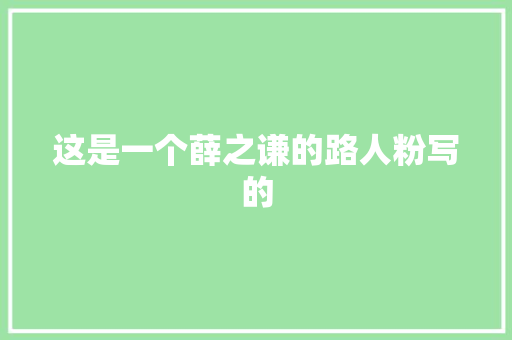 这是一个薛之谦的路人粉写的