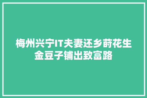 梅州兴宁IT夫妻还乡莳花生金豆子铺出致富路