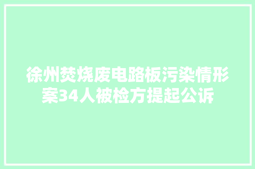 徐州焚烧废电路板污染情形案34人被检方提起公诉