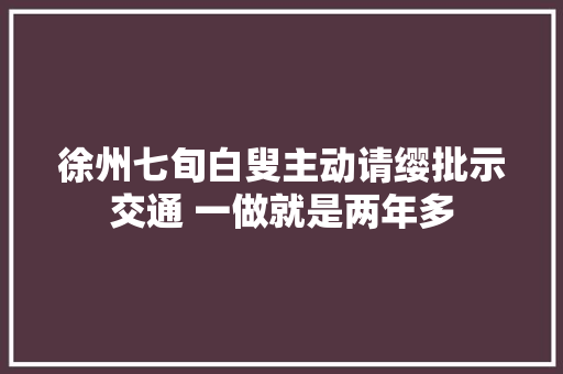 徐州七旬白叟主动请缨批示交通 一做就是两年多