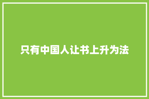 只有中国人让书上升为法