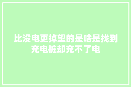 比没电更掉望的是啥是找到充电桩却充不了电