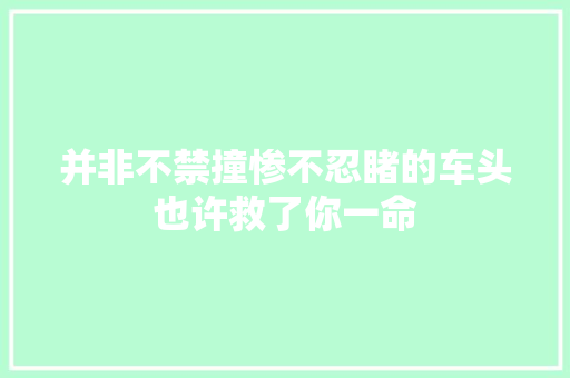 并非不禁撞惨不忍睹的车头也许救了你一命