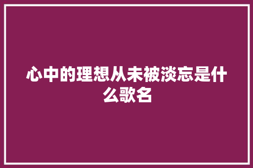 心中的理想从未被淡忘是什么歌名