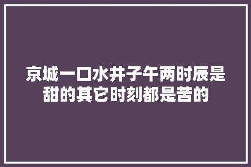京城一口水井子午两时辰是甜的其它时刻都是苦的