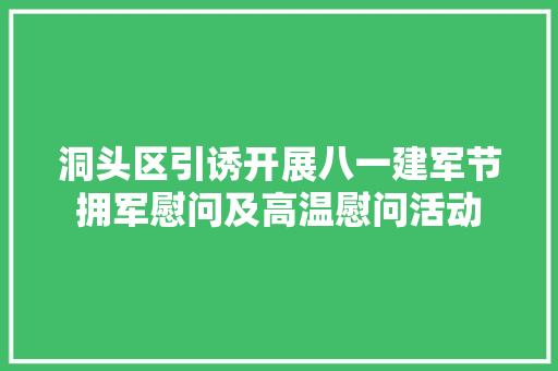 洞头区引诱开展八一建军节拥军慰问及高温慰问活动