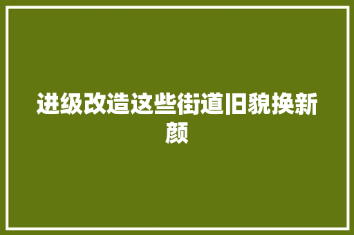 进级改造这些街道旧貌换新颜