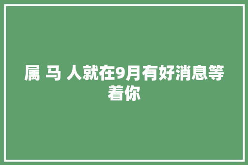 属 马 人就在9月有好消息等着你