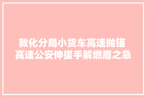 敦化分局小货车高速抛锚 高速公安伸援手解燃眉之急  节日在岗