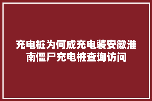 充电桩为何成充电装安徽淮南僵尸充电桩查询访问