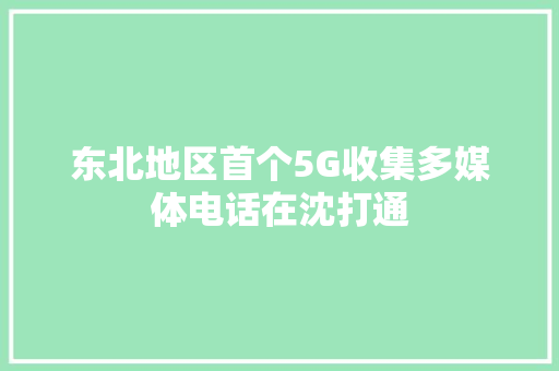 东北地区首个5G收集多媒体电话在沈打通