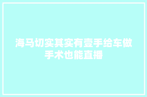 海马切实其实有壹手给车做手术也能直播