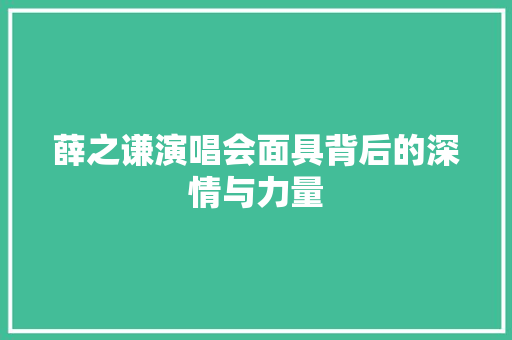 薛之谦演唱会面具背后的深情与力量