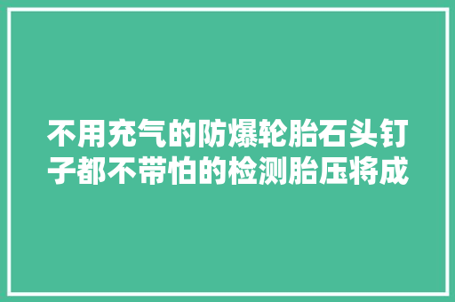 不用充气的防爆轮胎石头钉子都不带怕的检测胎压将成为以前时
