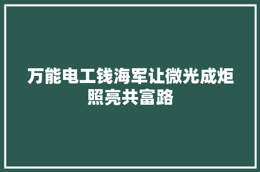 万能电工钱海军让微光成炬照亮共富路