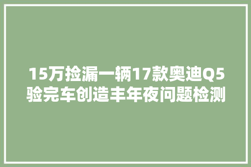 15万捡漏一辆17款奥迪Q5验完车创造丰年夜问题检测师挨揍吗