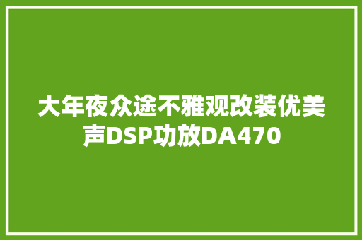 大年夜众途不雅观改装优美声DSP功放DA470
