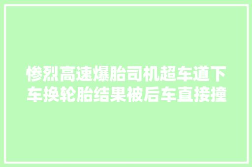 惨烈高速爆胎司机超车道下车换轮胎结果被后车直接撞去世