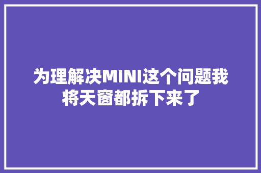 为理解决MINI这个问题我将天窗都拆下来了