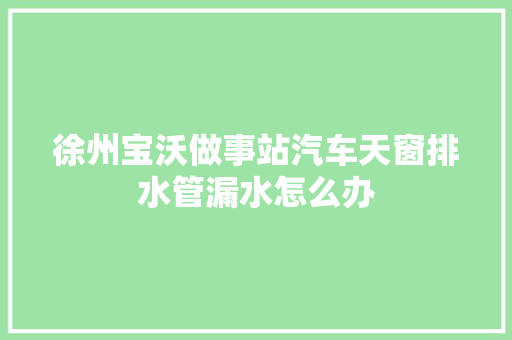 徐州宝沃做事站汽车天窗排水管漏水怎么办