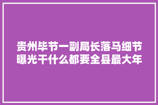 贵州毕节一副局长落马细节曝光干什么都要全县最大年夜全市最大年夜