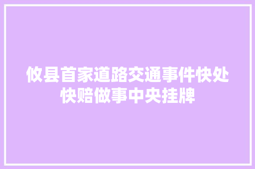 攸县首家道路交通事件快处快赔做事中央挂牌