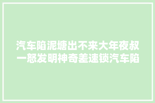 汽车陷泥塘出不来大年夜叔一怒发明神奇差速锁汽车陷坑1秒就出来