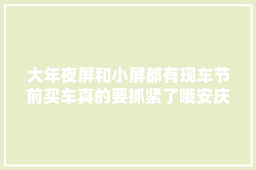 大年夜屏和小屏都有现车节前买车真的要抓紧了哦安庆