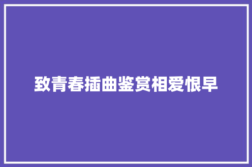致青春插曲鉴赏相爱恨早 休闲娱乐