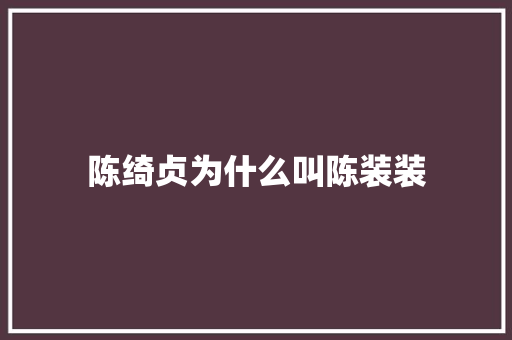 陈绮贞为什么叫陈装装