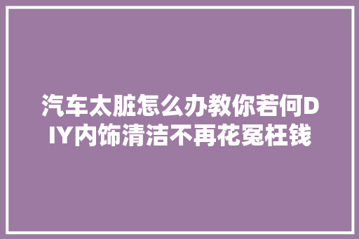 汽车太脏怎么办教你若何DIY内饰清洁不再花冤枉钱