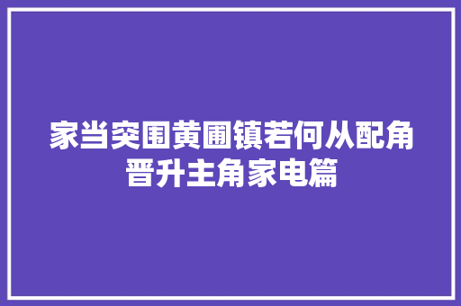 家当突围黄圃镇若何从配角晋升主角家电篇