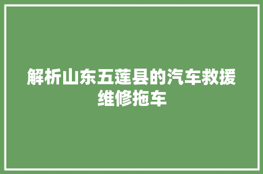 解析山东五莲县的汽车救援维修拖车